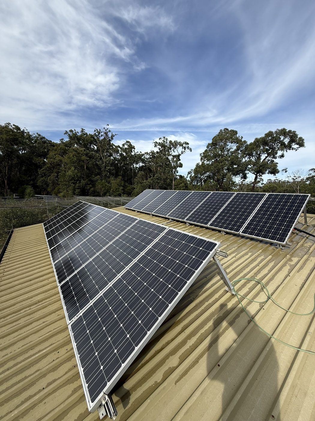 Solar panels after cleaning on a rural property