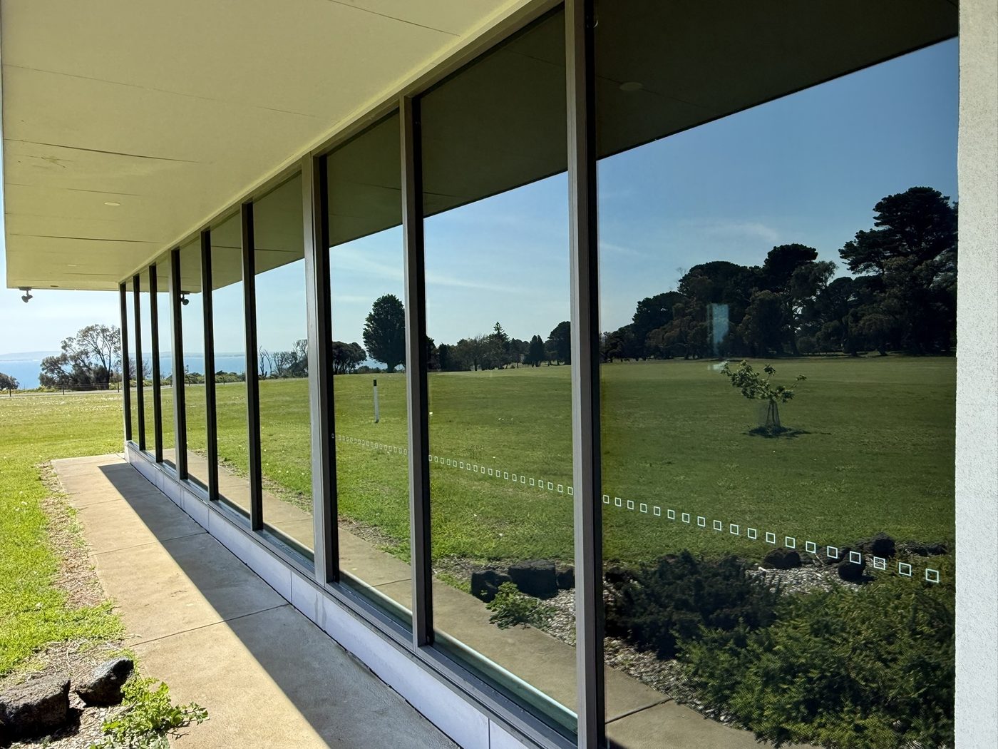 Commercial building glass frontage after cleaning